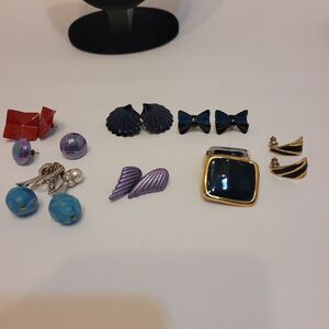 Lot of Costume Jewelry Earrings,‎ Pierced and Clip On, 8 Pair